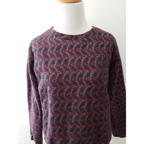 Lenny B. Paris Metallic Gold Red Jacquard Blouse Large - Picture 4 of 12